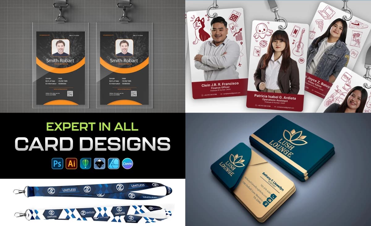 Desain ID Card, Business Card, Name Card, Lanyard yang modern dan Unik + Mockup untuk Keperluan Anda