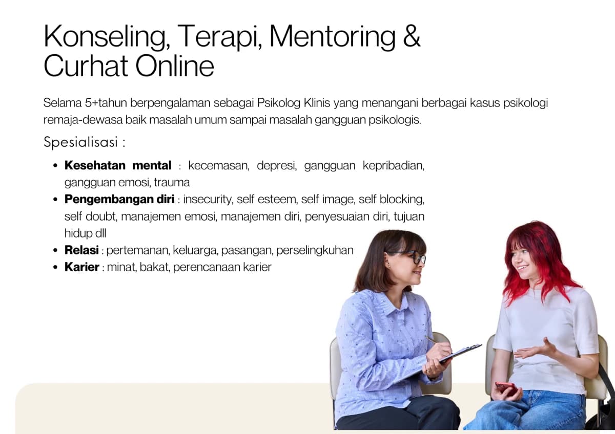 Konseling bersama Profesional senyaman dan sedekat sahabat