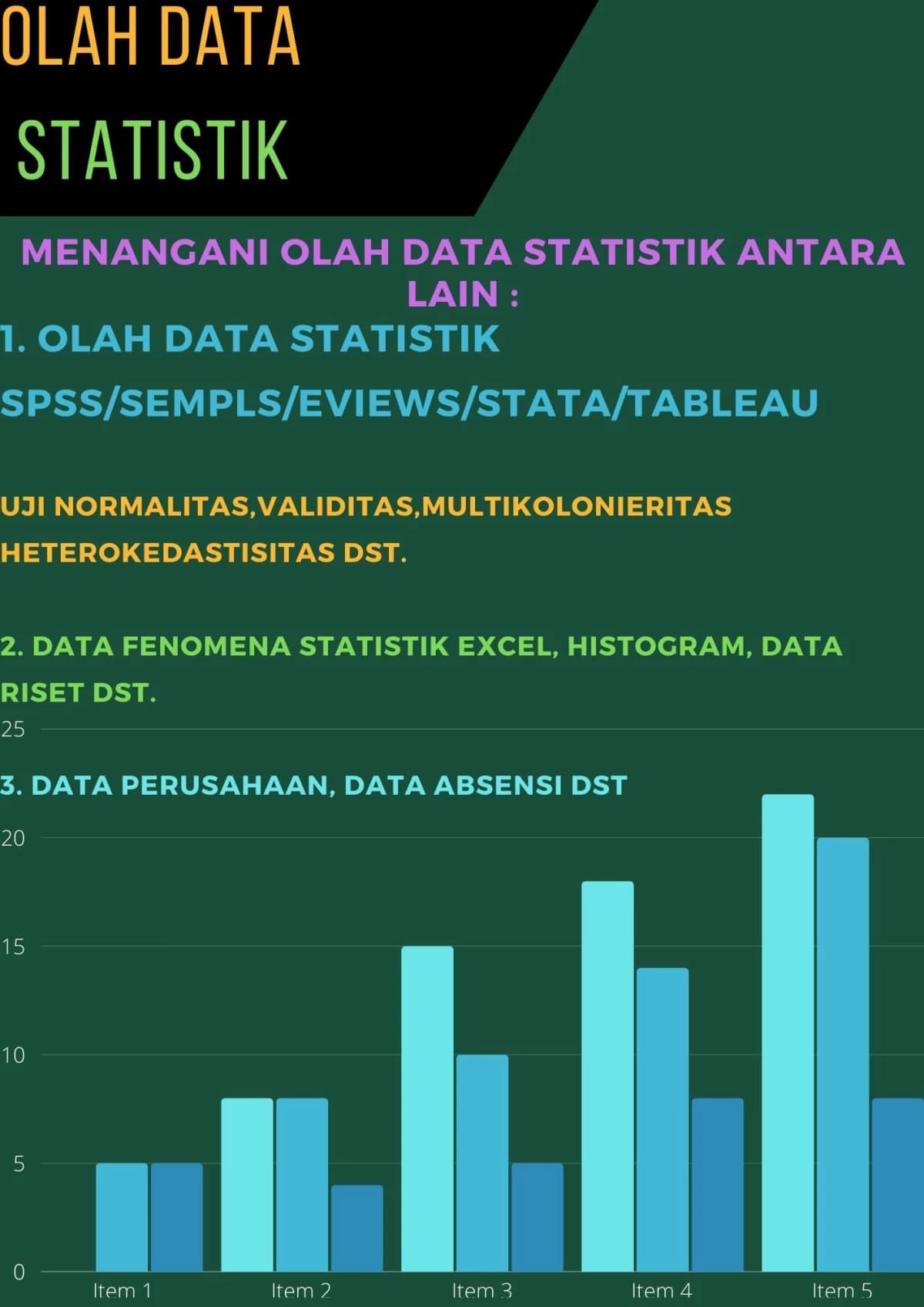 Analisis olah data statistik (SPSS,Smartpls,stata,eviews,minitab,lisrel)