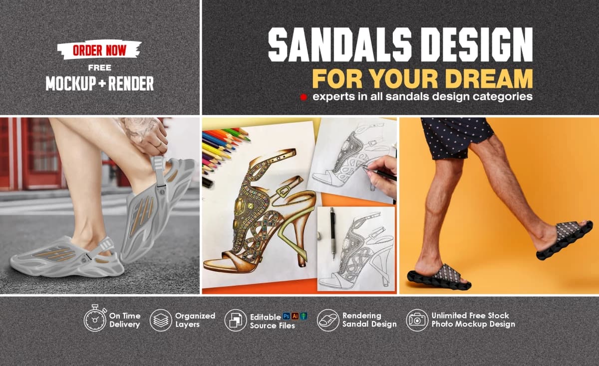 Konsep Desain Sandal Mencakup semua Kategori Kebutuhan Anda untuk Brand dan Manufacture